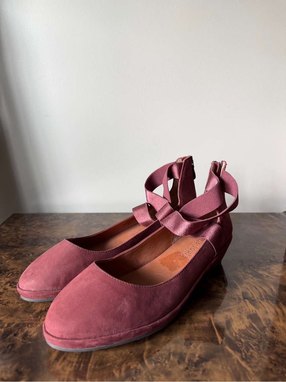 gentle souls Ankle-Tie Ballet Flats in Dusty Mauve